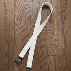 Alex Mill Cream Web Belt with Antique Brass tone Buckle - unisex - 42” long